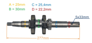 WAŁ KORBOWY 22MM ZONGSHEN XP200 6,5HP 50MM