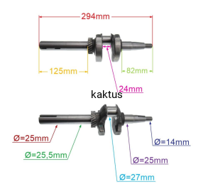 WAŁ KORBOWY SILNIKA RATO RV225 25,4MM