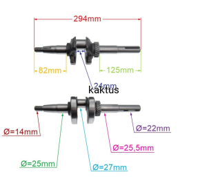 WAŁ KORBOWY SILNIKA  RATO RV225 22,2MM