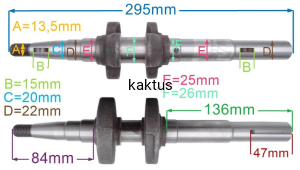 WAŁ KORBOWY 22,2MM SILNIKA KOSIARKI 295MM