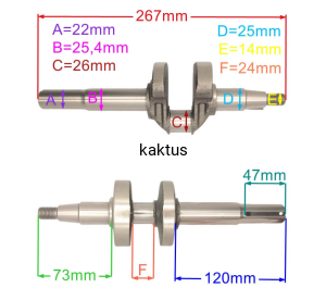 WAŁ KORBOWY 22MM SILNIKA KOSIARKI OLEO-MAC NIBBI