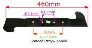 LISTWA TNĄCA 460MM MTD WYRZUT DO KOSZA 742-04405C