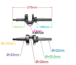 WAŁ KORBOWY SILNIKA RATO RV170 22x62MM