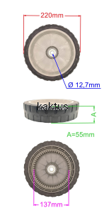 KOŁO 220MM KOSIARKI WEIBANG WB454SB WB506S TYŁ 57Z