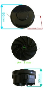 GŁOWICA ŻYŁKOWA KOMPLETNA OTWÓR FI 7MM ŚRED. 80MM